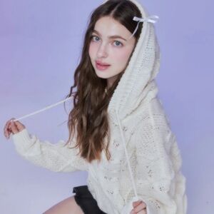 moon fairy cable hood zip-up